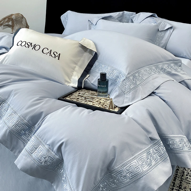 轻奢A类长绒棉纯棉四件套全棉被套床单床笠简约高级家纺床上用品