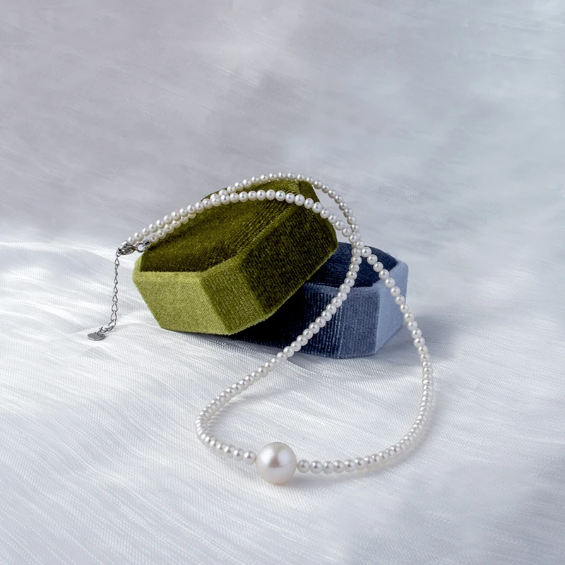 2-9mm极光设计款淡水无核珍珠项链时尚百搭女款