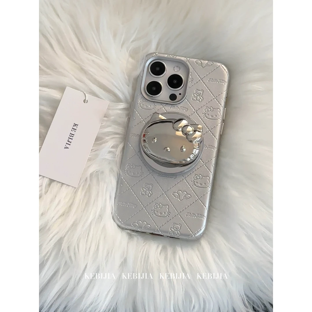 ins高级甜酷kt猫磁吸皮质壳防摔适用于苹果16promax15/14手机壳