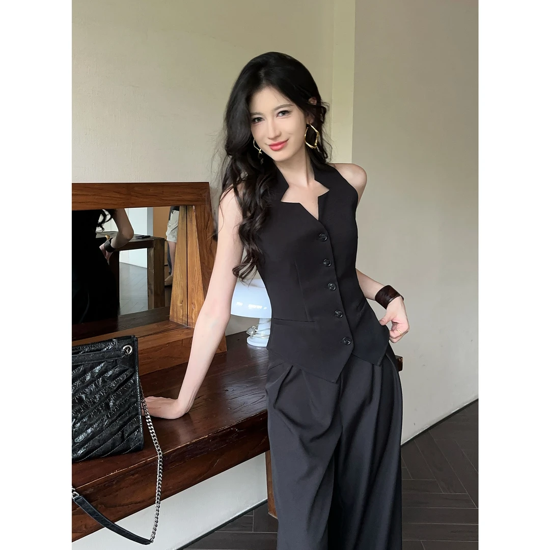 JIJINQI时尚休闲气质修身显瘦洋气修身百搭无袖马甲女