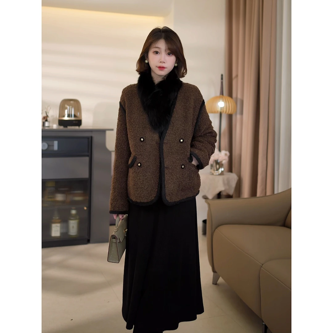斯洋洋冬季超柔亚美呢舒适保暖羊羔毛外套DYYY230017