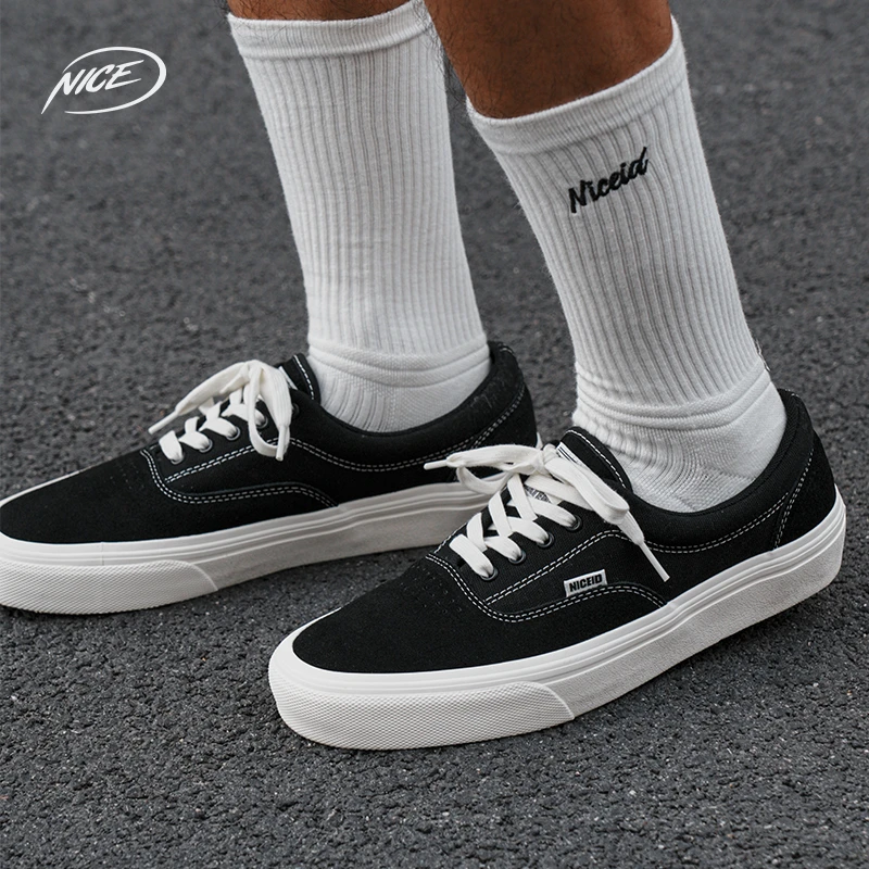 NICEID NICE运动帆布鞋翻毛皮低帮潮流休闲男女百搭缓震软弹耐磨