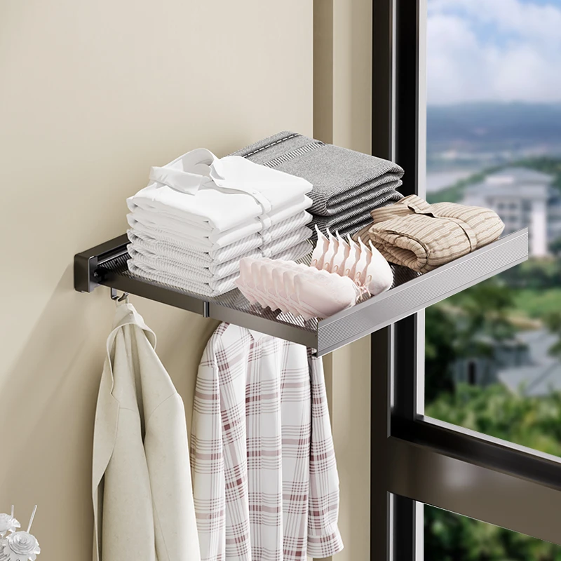 隐形晾衣架伸缩免打孔晾衣神器室内折叠抽拉晾晒网浴室厕所放衣架