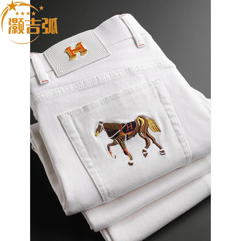 灏吉弧新款弹力牛仔裤男新品修身小直筒百搭休闲长裤子男士