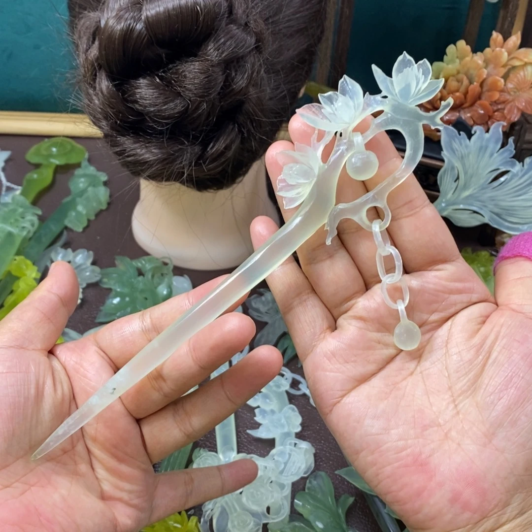 蛇纹石玉未镶嵌发饰