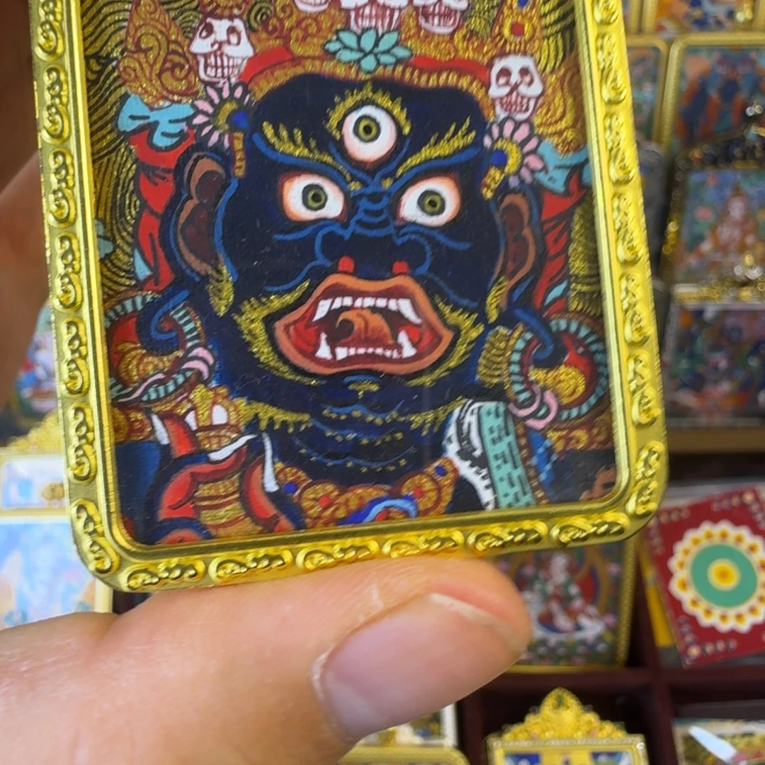 吊坠纯手绘六臂大黑天唐卡