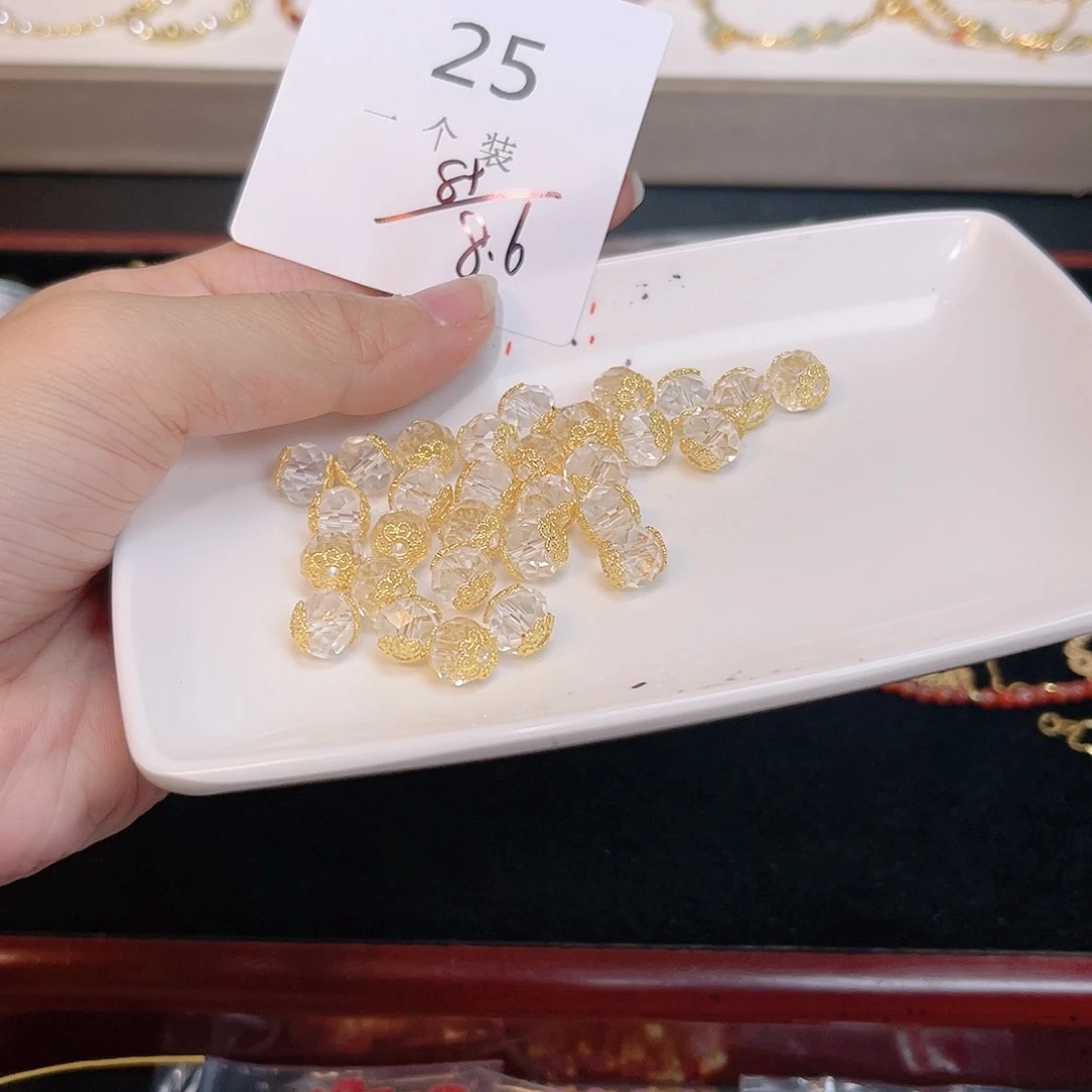 水晶珠宝半成品银S925镀金镶嵌25
