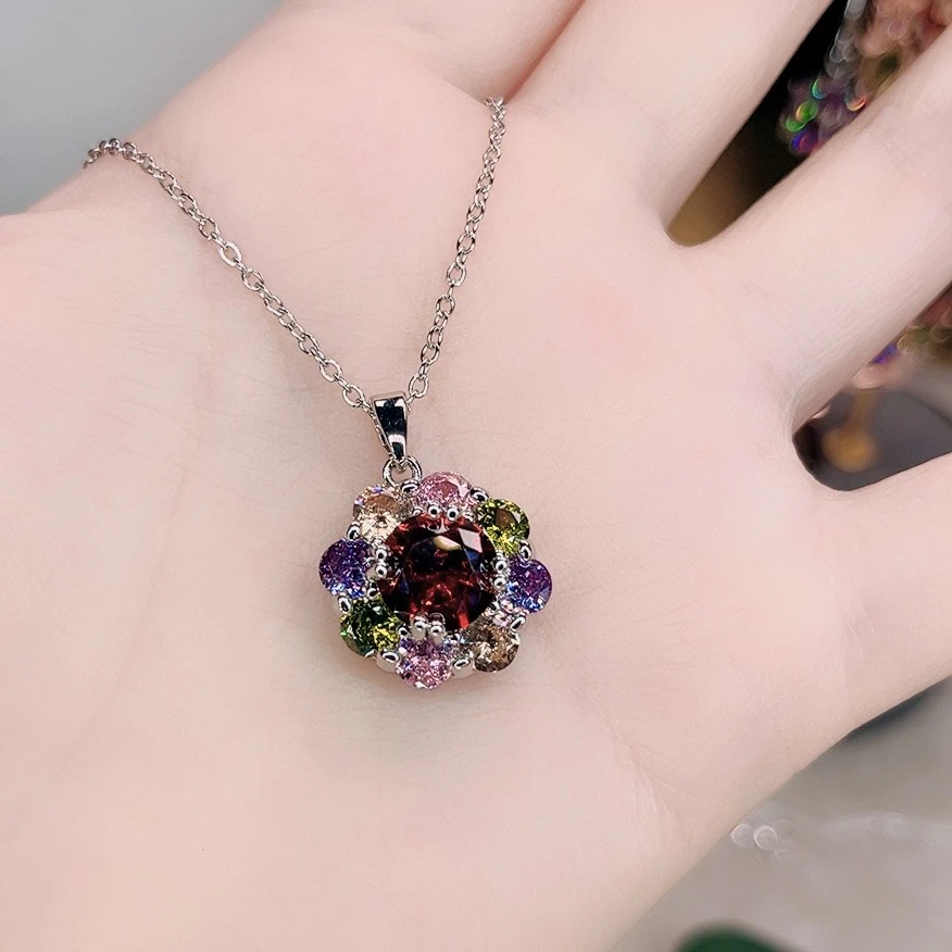 铜合金锆石项链 335彩色微镶锁骨链