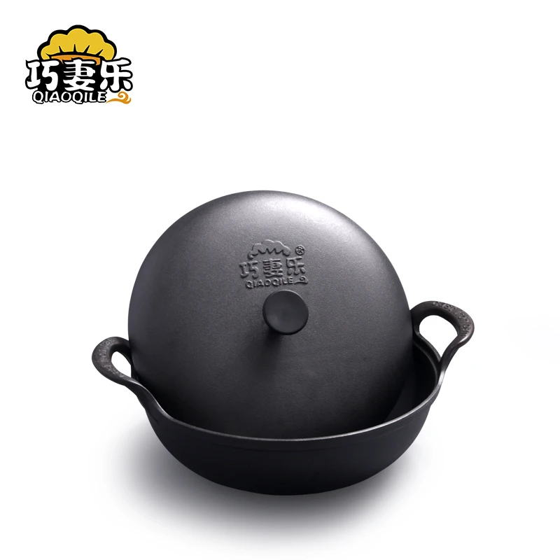 巧妻乐38CM口16CM高11L大容量铸铁适用炖肉家用老式元宝锅不沾厚