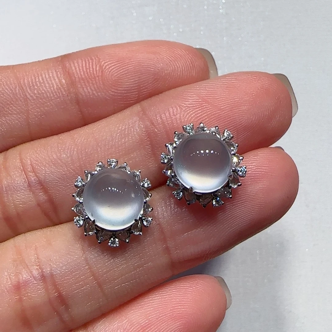 翡翠耳钉18K金镶嵌耳钉