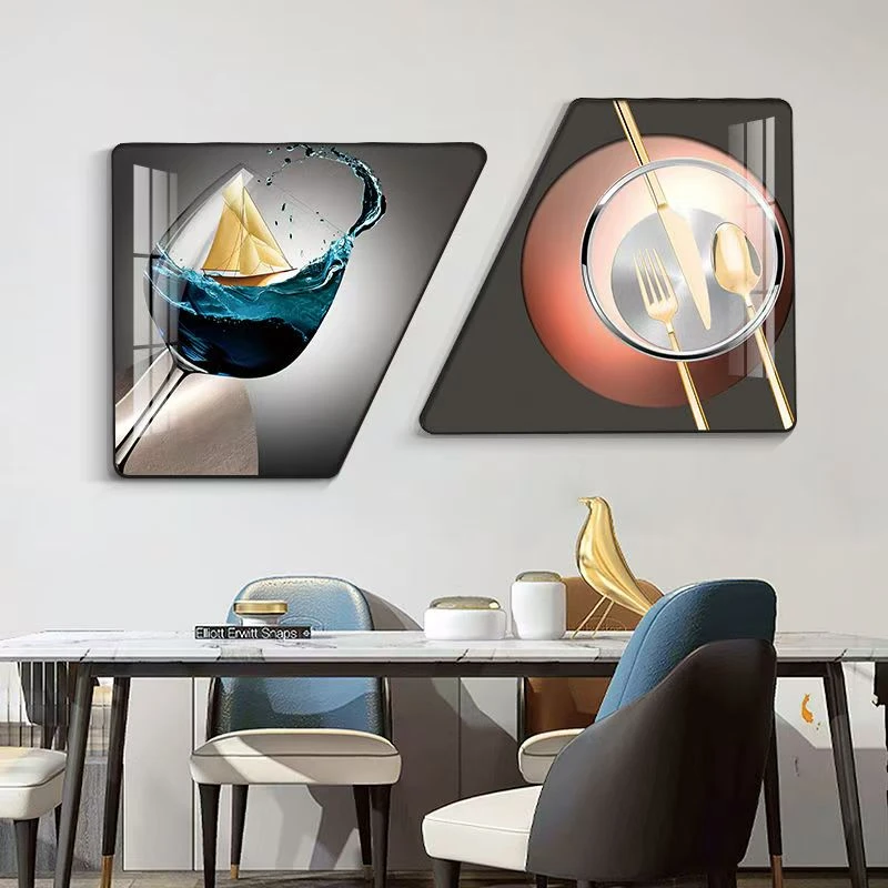 轻奢创意梯形组合餐厅客厅背景墙装饰画