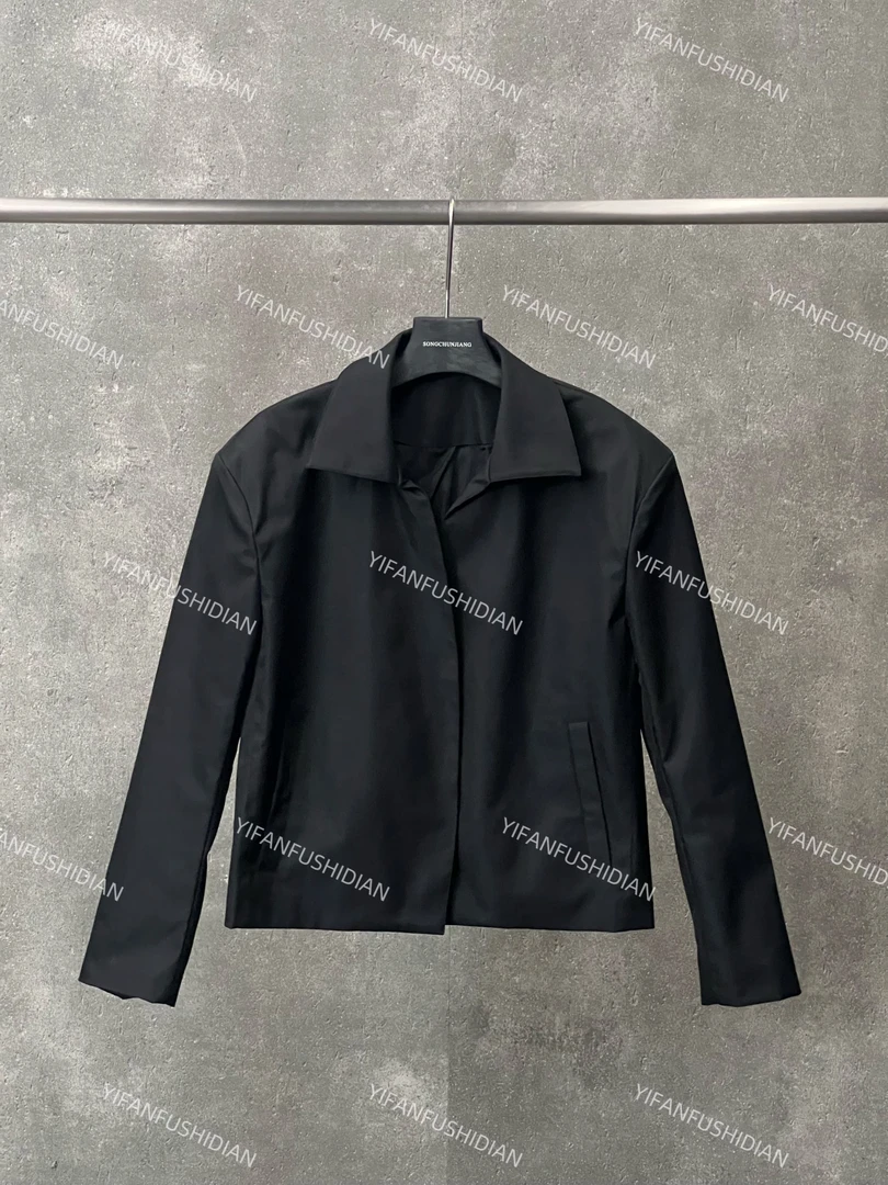 cleanfit 秋季廓形黑色无扣简约痞帅潮流基础款翻领西装外套夹克