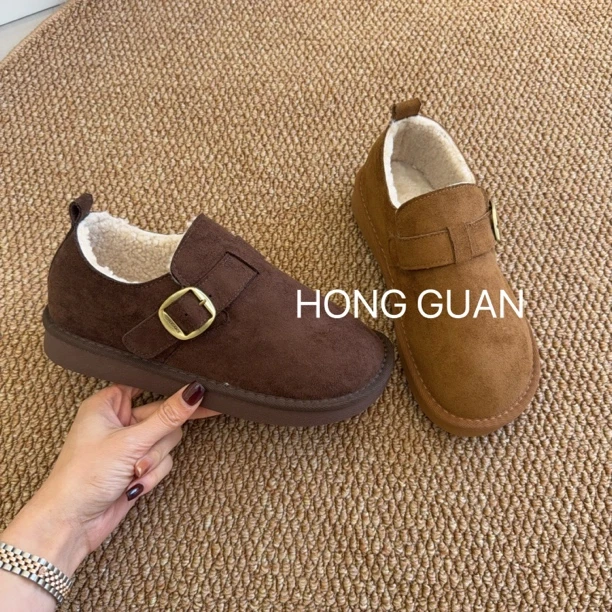 反绒面～红冠雪地靴棉鞋博肯勃肯新款冬季女士厚底加绒一脚蹬921-8