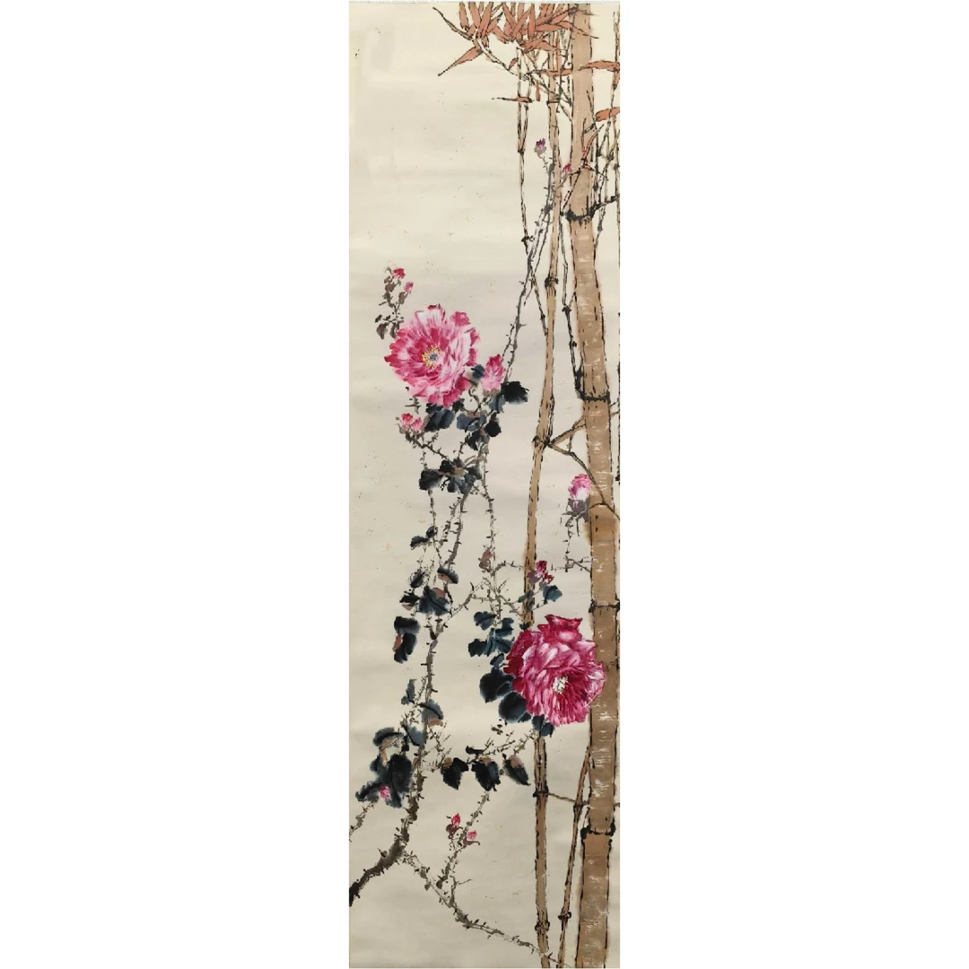 tj160《花卉》138*40（5.1平尺）纸本立轴