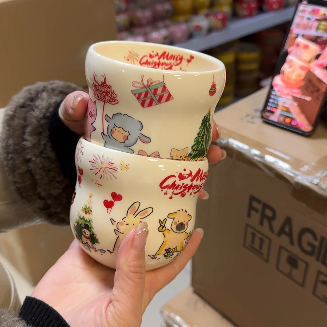 瓷片清仓外贸葫芦手握杯2只