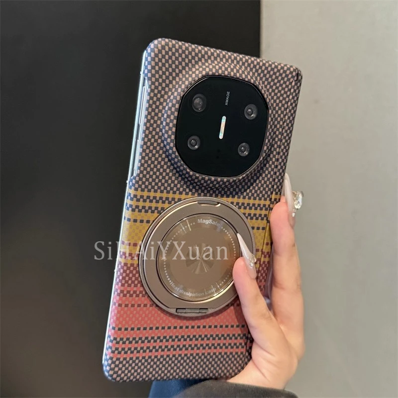 高级感360旋转解压磁吸支架适用华为matex6新款手机壳碳钎维纹x5