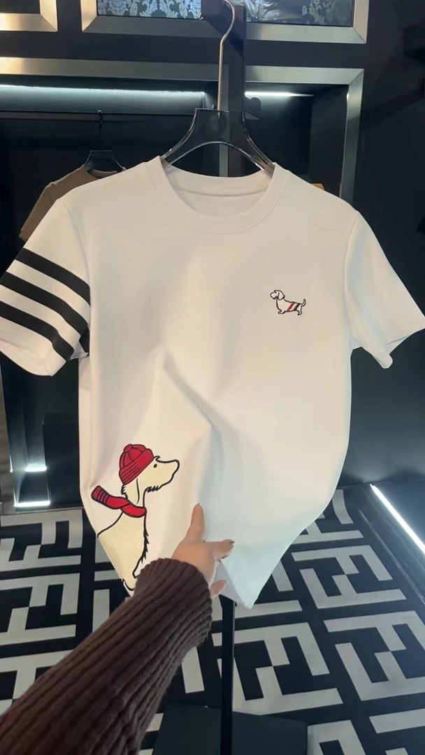 2025设计师休闲时尚舒适新款潮流男装百搭短袖网红圆领个性--7828