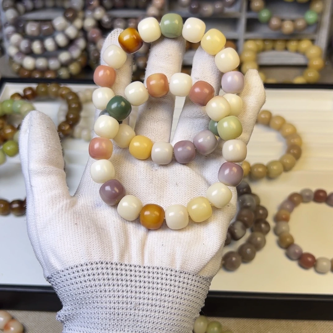 菩提根/象牙果手串瓷料小糖豆卡12