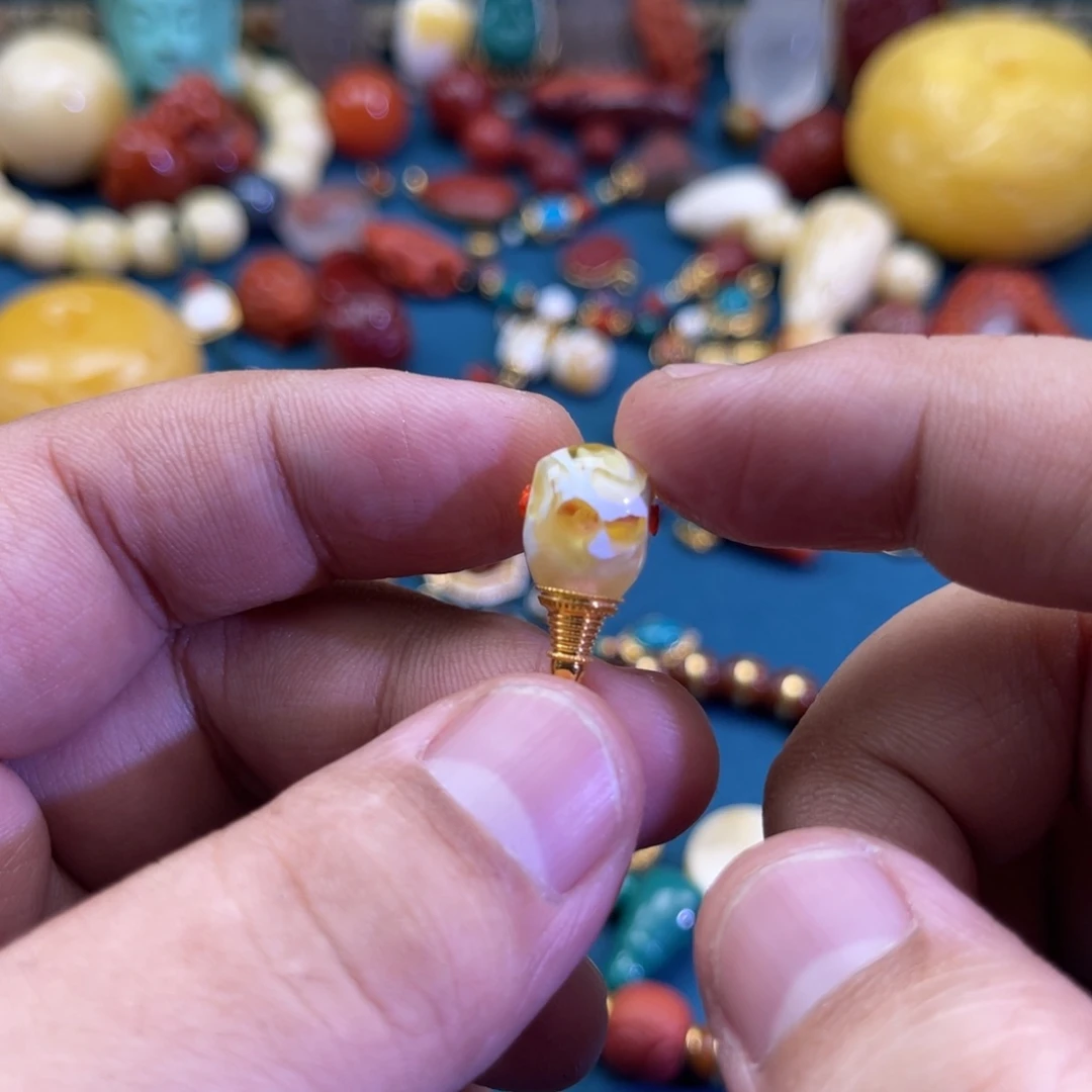 琥珀18K金镶嵌珠宝奇石118