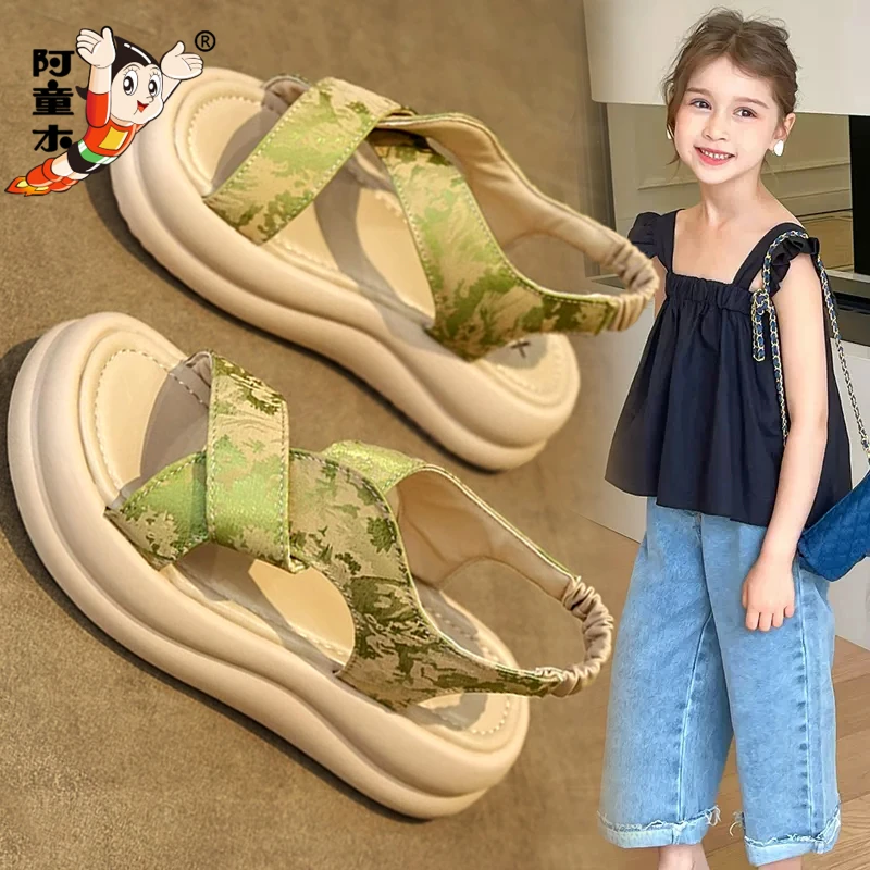 阿童木凉鞋女童2025夏季新款儿童时尚露趾沙滩鞋外穿公主凉拖大童