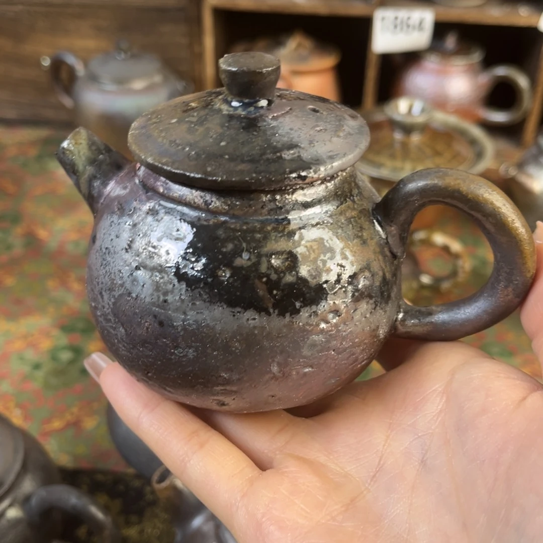杯柴烧茶器粗胎壶