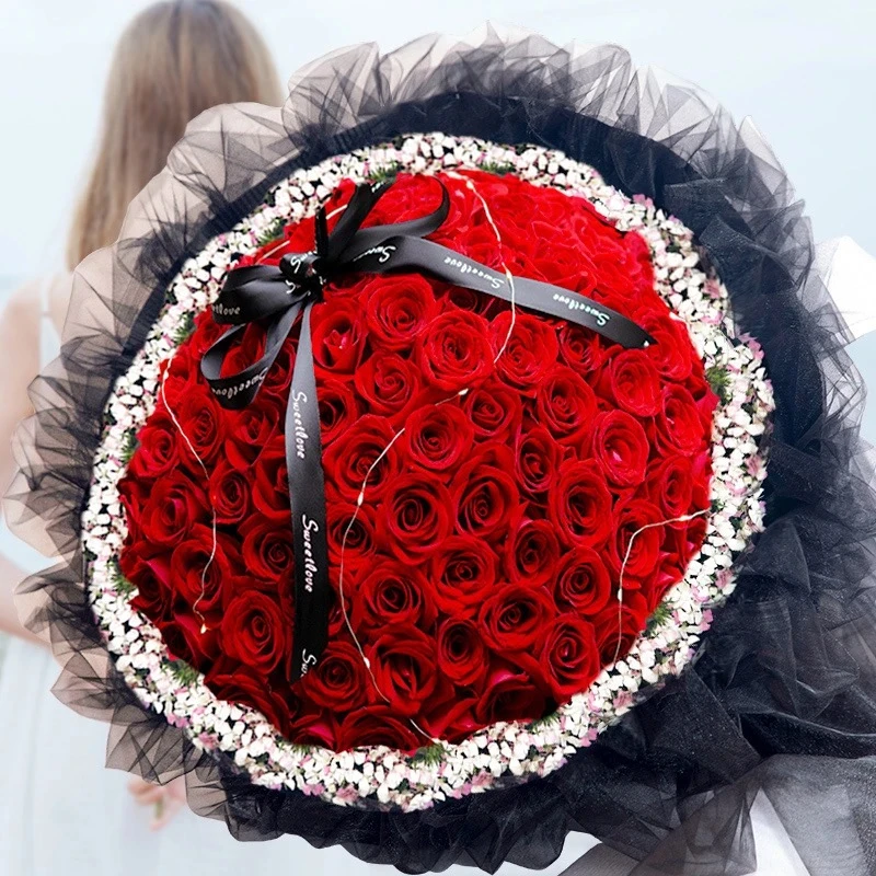 生日礼物玫瑰花束鲜花店同城送花上门免费配送小时达速递附近团购