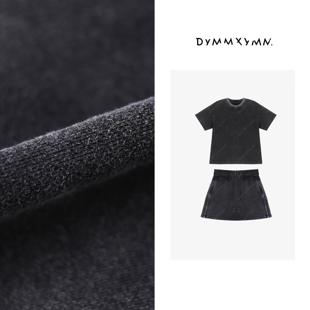 【DYMMXYMM】-早春极简风高级感双色水洗半裙T恤套装-5SS9064-2