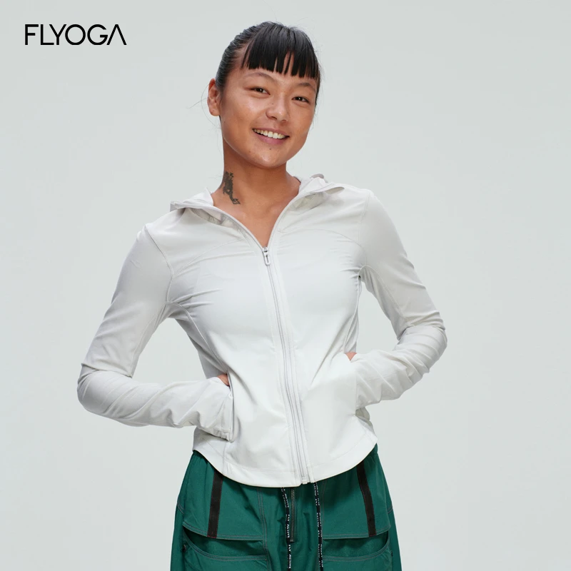 FLYOGA 日常运动户外健身瑜伽带帽修身长袖51697