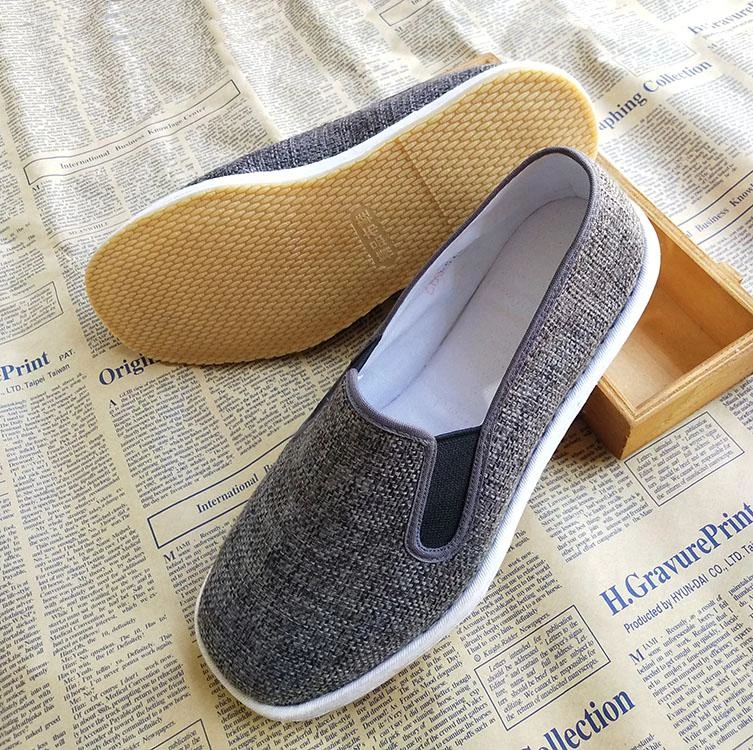 棉麻胶底千层底布鞋休闲复古舒适软底透气一脚蹬布鞋