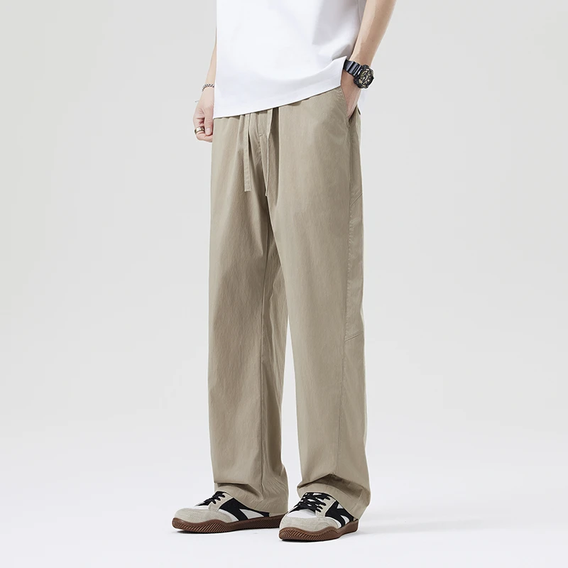 2025夏季新款莱赛尔天丝休闲裤男士宽松户外直筒运动速干长裤子男