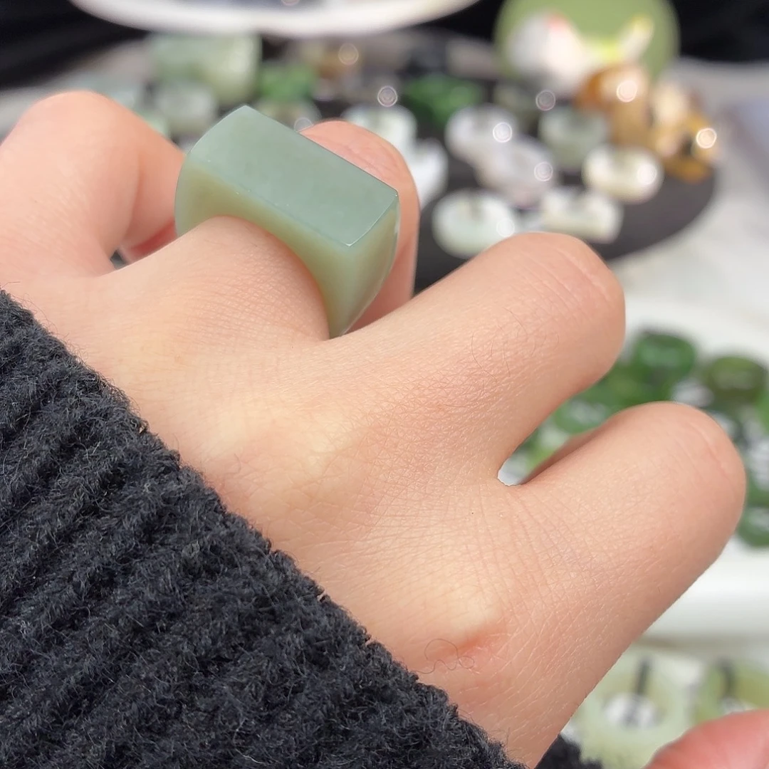 和田玉未镶嵌戒指S102俄蓝马鞍16.5