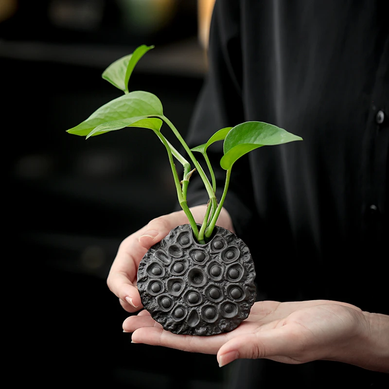 绿萝水培桌面茶宠摆件客厅插花器皿小装饰紫砂室内绿植花插小花瓶