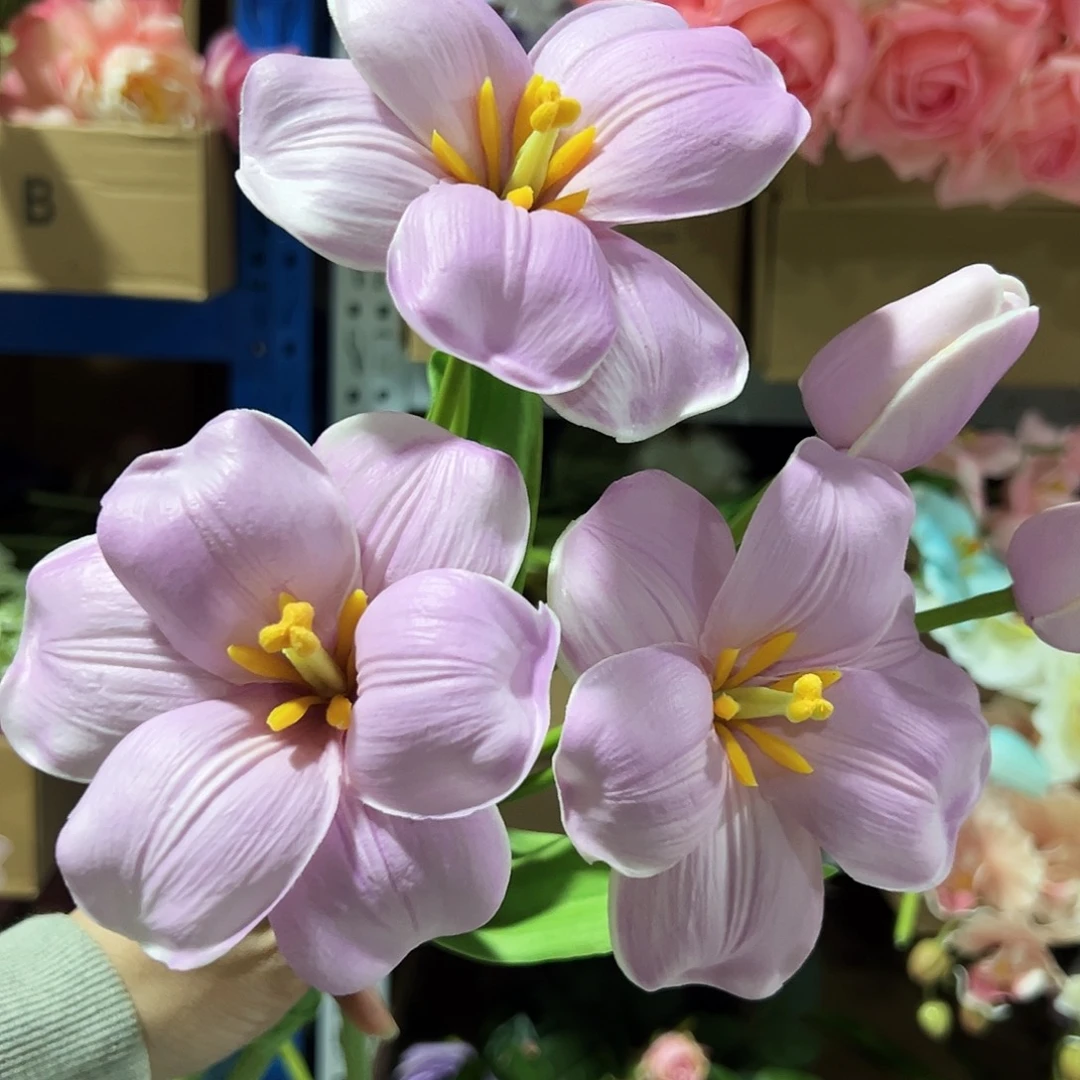 3枝紫色2头布朗尼花。