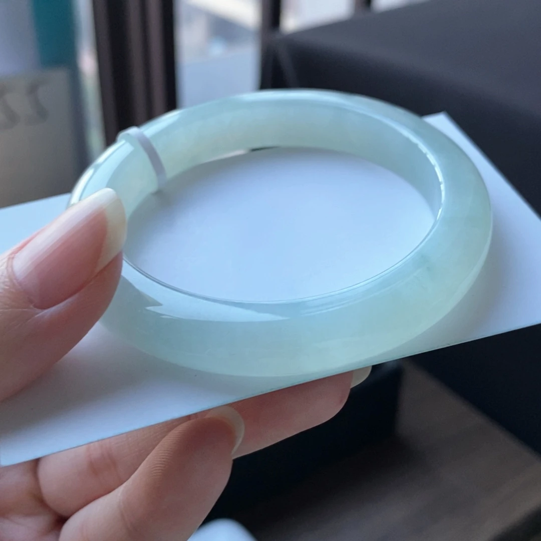 翡翠未镶嵌手镯冰晴绿泥鳅背53,6