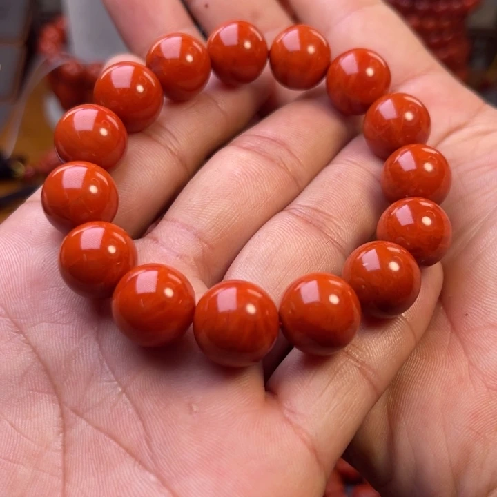 含***予未镶嵌川料瓦西精工圆珠手串卡13南红玛瑙