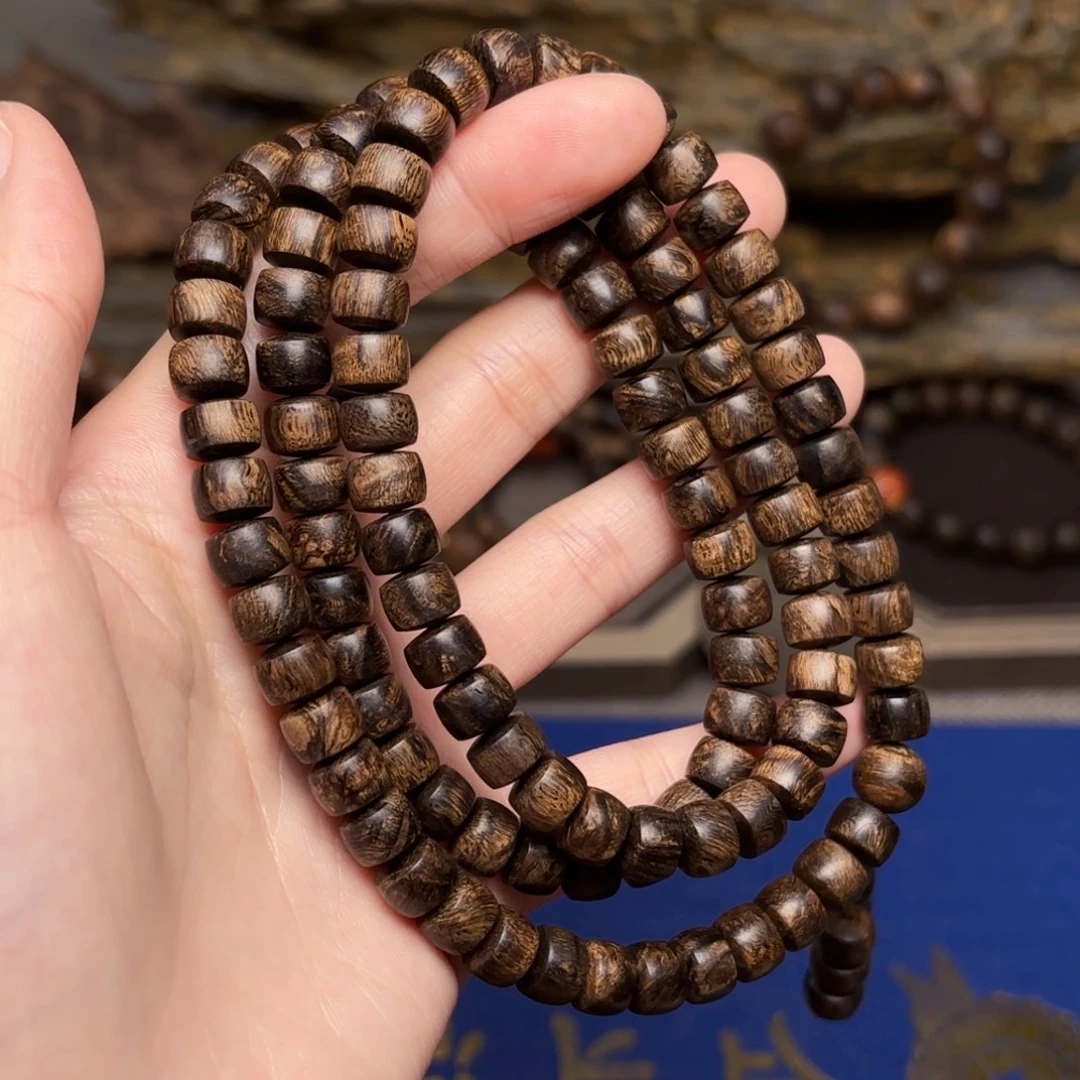 手串沉香越南富森红土玉化瘤疤0.6×0.8×108