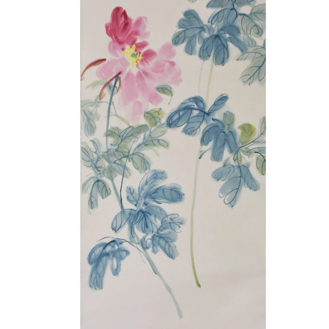 HM10024 芍药花图之一 115×36 纸本立轴 3.7平尺