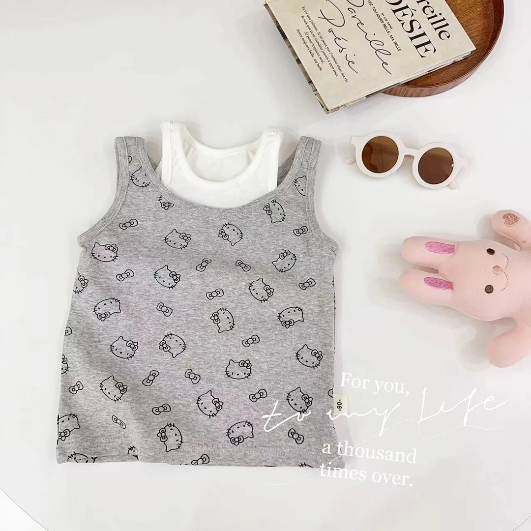 汤圆家童装2025夏季新款甜美KT猫满印假两件背心 YA-1470