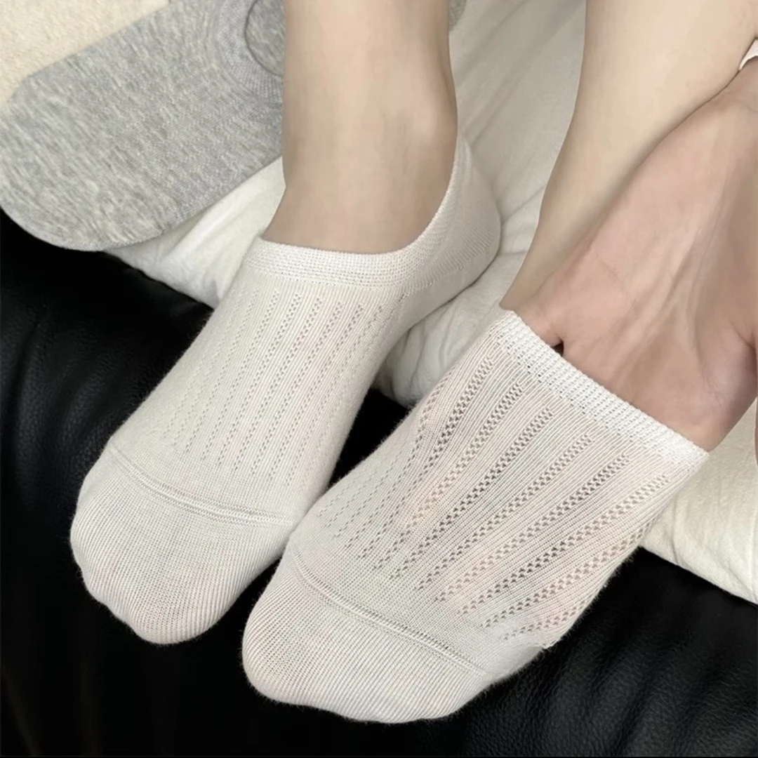 夏季女薄款短袜浅口裸感透气网眼防滑不掉跟纯棉透气隐形袜船袜
