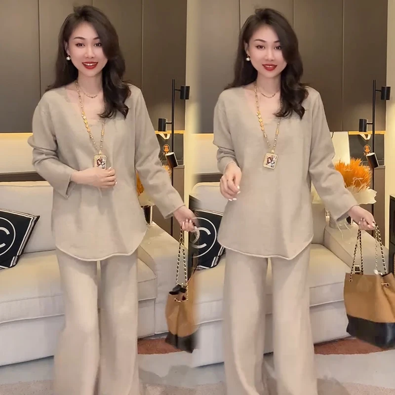 2025秋季新款时尚显瘦气质网红高档套装女高级百搭宽松大码两件套