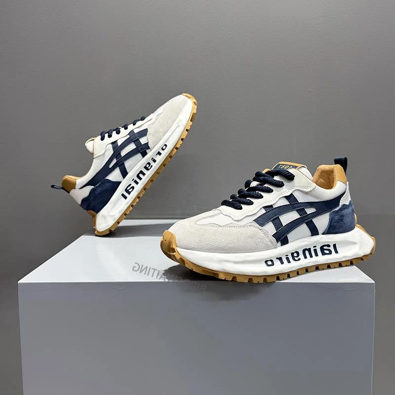 潮牌轻奢老爹鞋男士夏季新款百搭透气网面鞋跑步软底增高运动鞋子