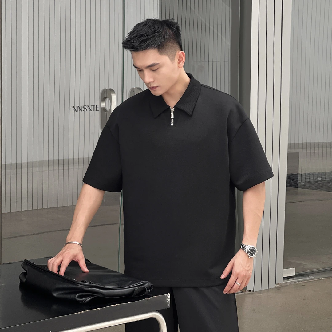 二十二号穿搭【高智感上班族】高级感polo衫翻领T恤男士设计款短袖