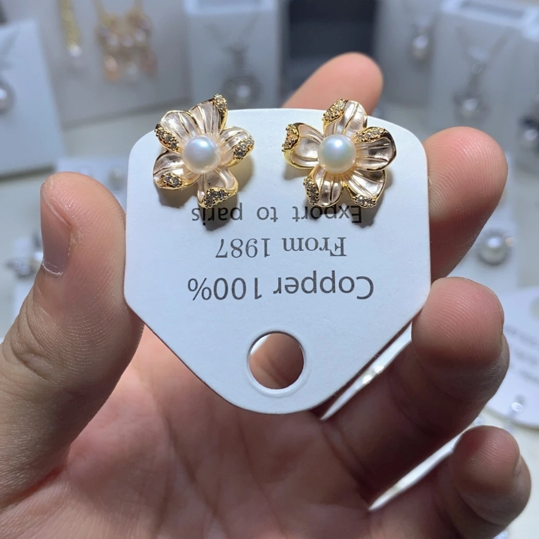 淡水珍珠耳饰银S925镶嵌