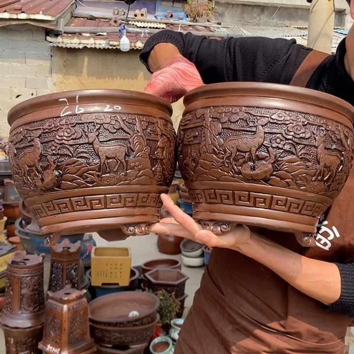 紫砂花盆紫砂器，紫砂