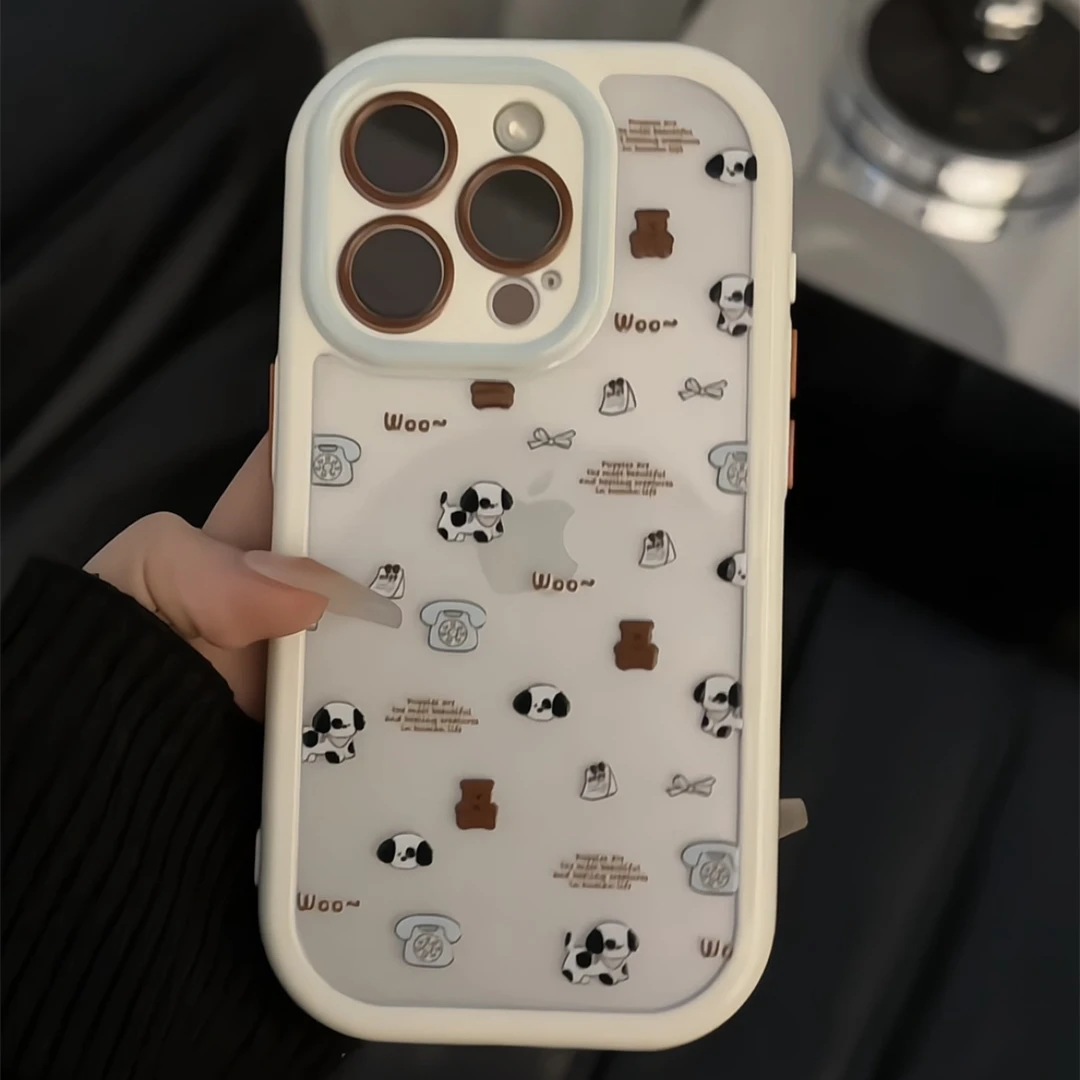 奶油壳适用苹果16pro防摔华为p手机壳满屏小狗小熊小众新款小米15