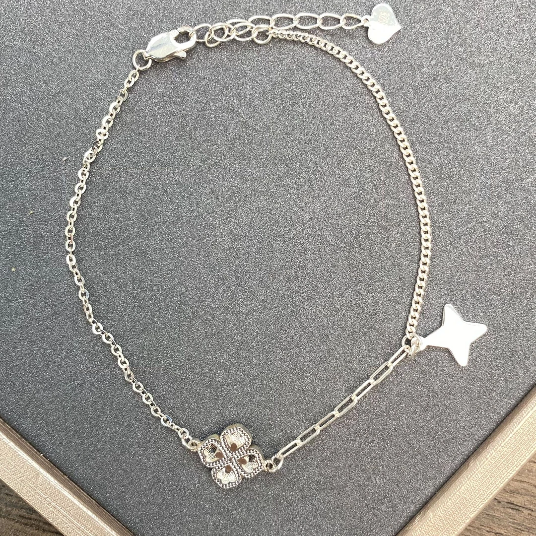 925银手链 手链925银新四叶草星星女小众时尚简约礼物
