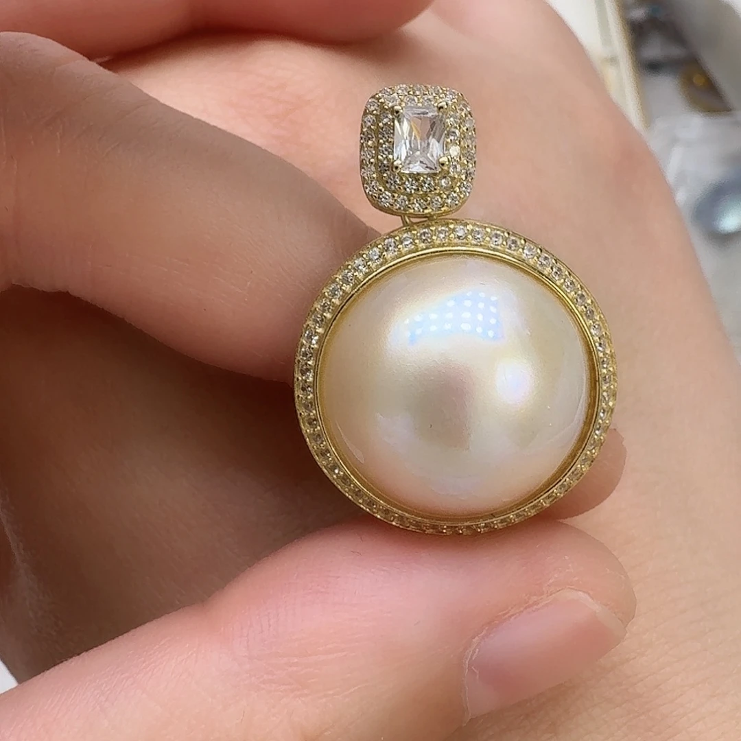 颈饰拼合珍珠（马贝珠）银S925镶嵌