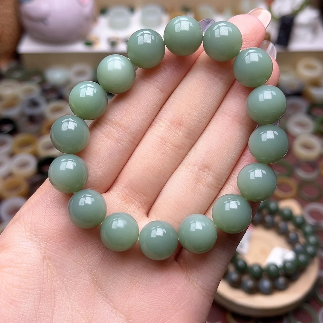 和田玉未镶嵌戒指卡12粉青新品