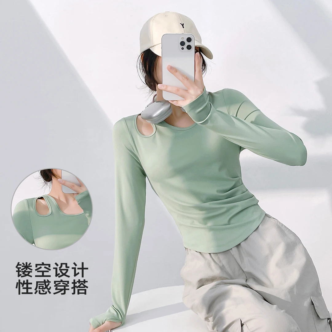 2025新款瑜伽服修身女春夏显瘦运动上衣专业普拉提训练长袖性感