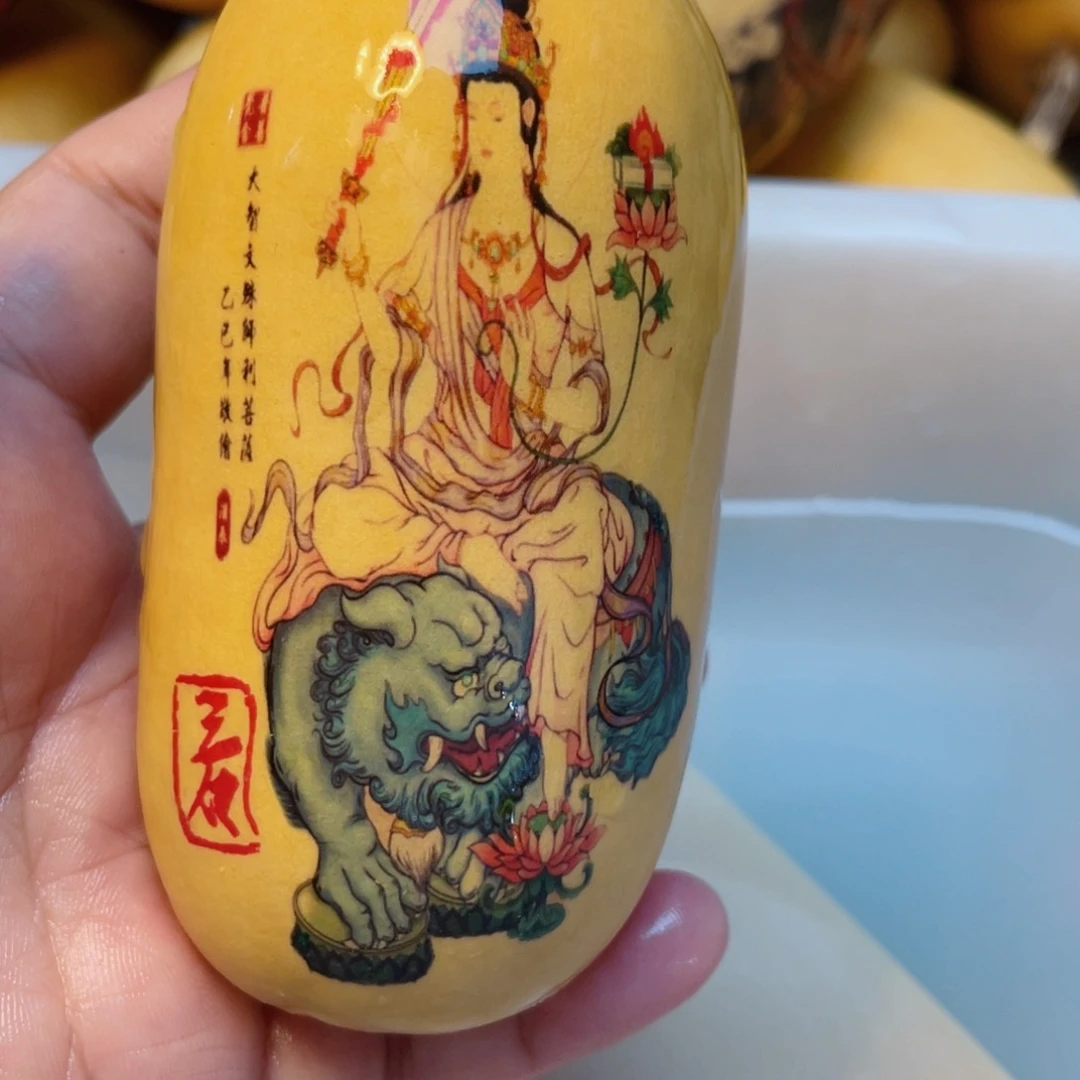 竹实心竹手把件葫芦彩绘016